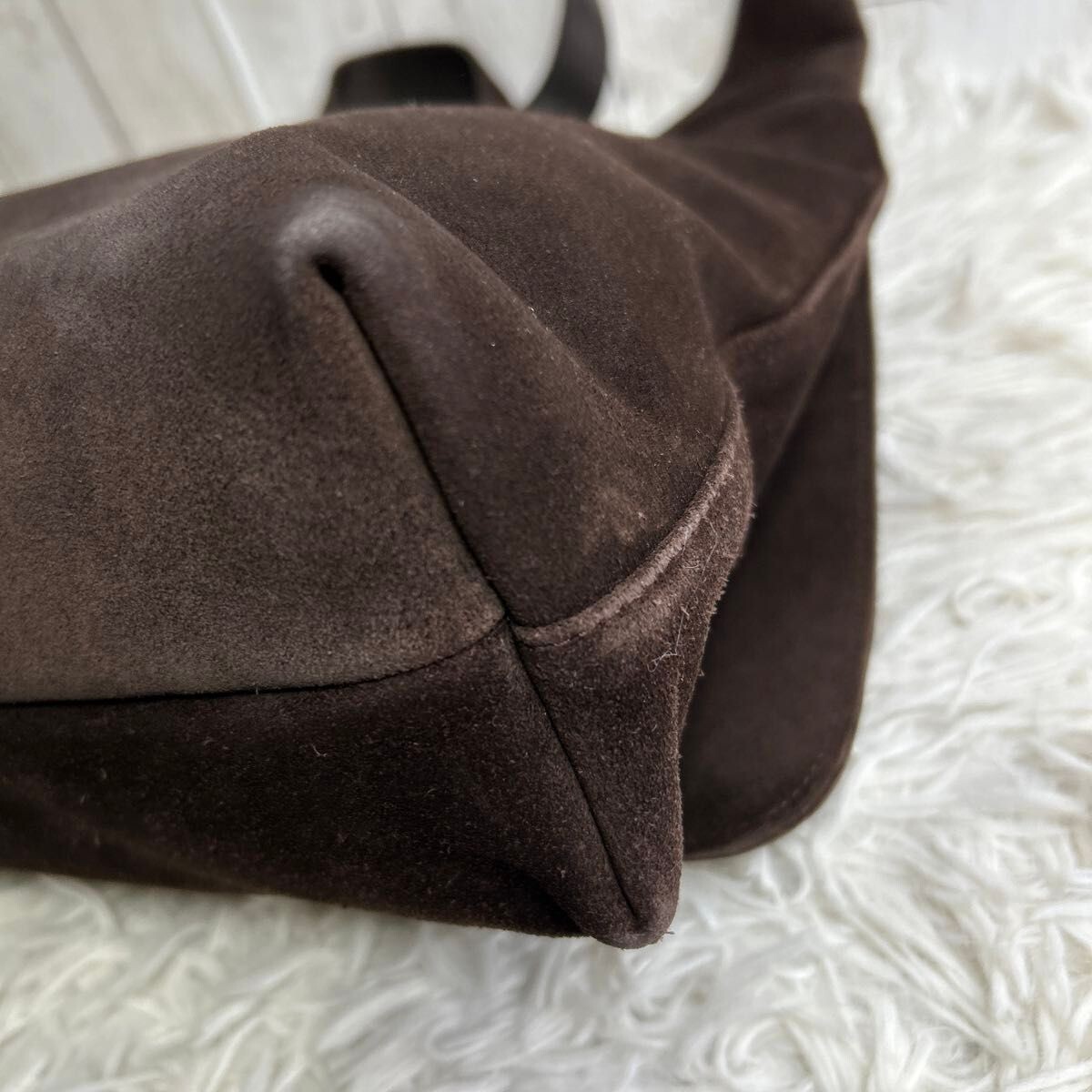 GUCCI Brown Suede Leather Shoulder Bag USED VG Auth Vintage GUCCI Brown Suede Leather Shoulder Bag USED VG Auth Vintage