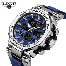 Men's Military Watches Quartz LED Digital Date Waterproof Sport Diver Wristwatch