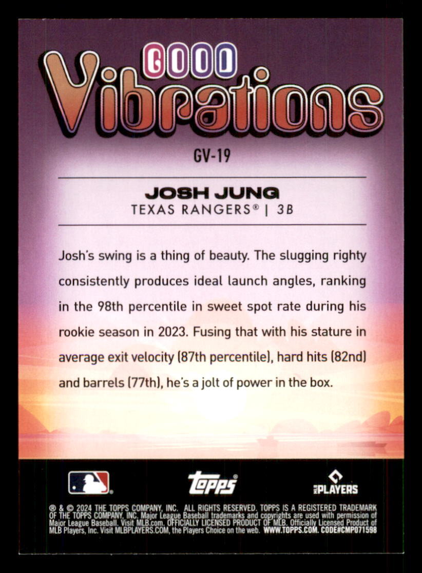 2024 Topps Big League Good Vibrations #GV-19 Josh Jung Texas