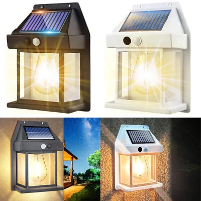 CLAONER Solar Wall Light Outdoor Motion Sensor Fixture Lantern LED Security Lamp