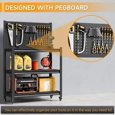 Metal Adjustable Workbench with Tool Pegboard Garage Steel Tool Storage Shelves