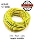 GREEN/YELLOW EARTH SLEEVING PVC 3MM 4MM 6MM CABLE TUBING PROTECTION ELECTRICAL