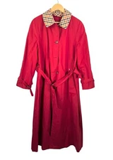 Daks red Trench coat red classic long  womens preppy academia sz M