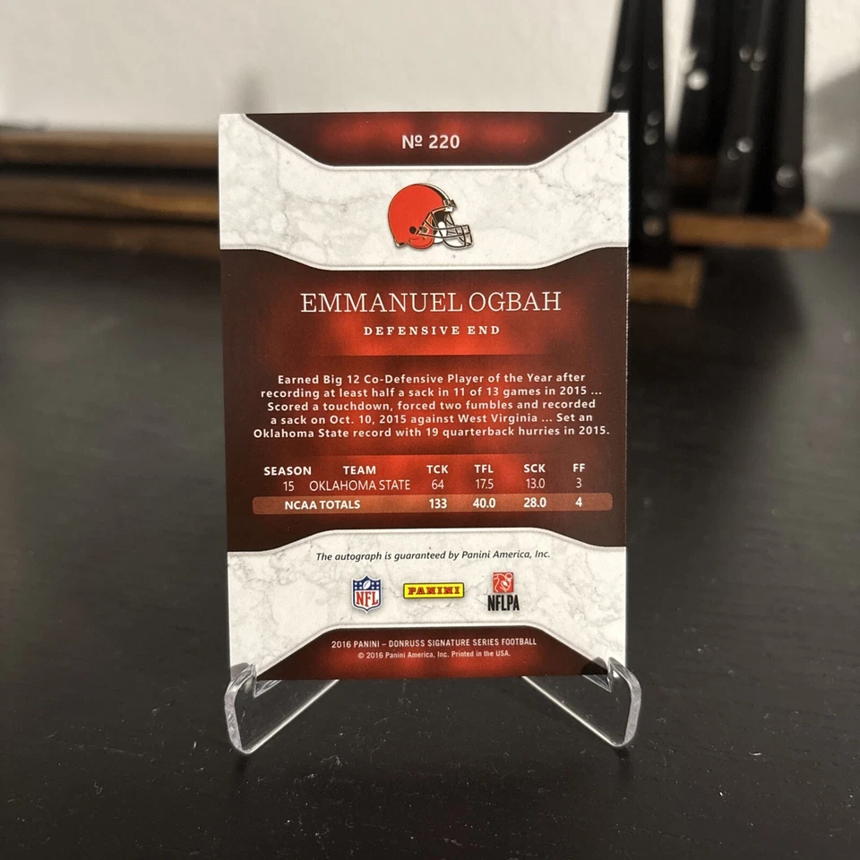 2016 Panini Donruss Signature Series Rookie Emmanuel Ogbah #220 Rookie Auto RC - Image 2 of 2