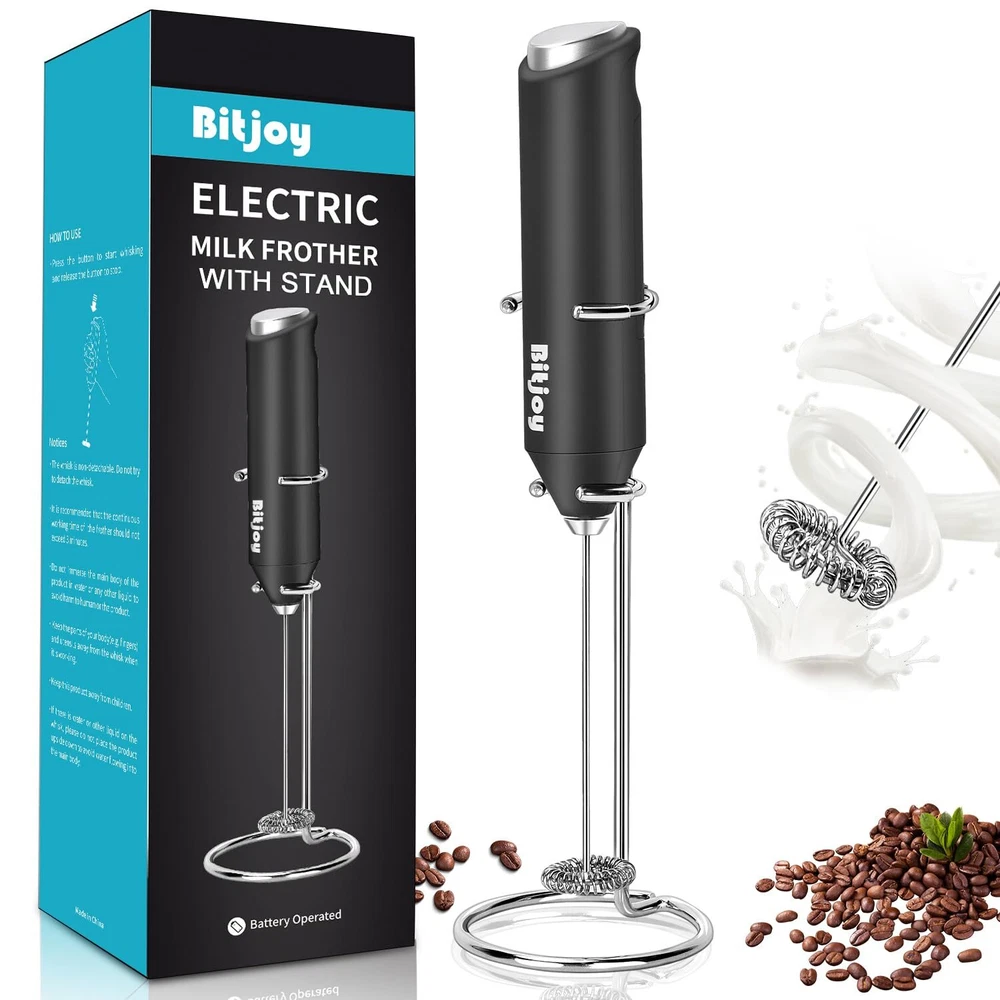 Milk Frother Electric Mixer Coffee - Battery Operated Whisk Handheld Drink St...