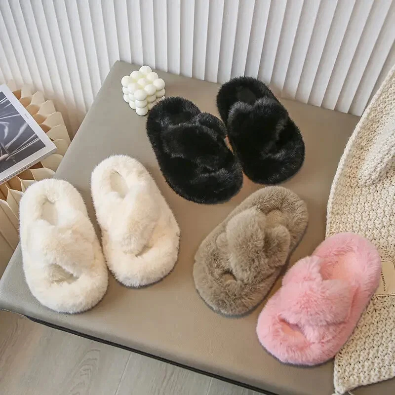 New children plush slipper home indoor warm thickened non-slip toddler girl shoe - Image 2 of 4