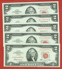 LOT OF 10 1963 LTN $2 FR#1513 HIGH GRADE XF TO CH AU