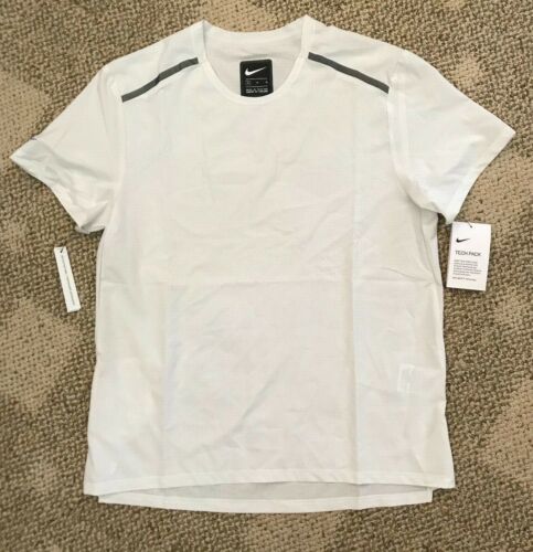 Nike Tech Mens Short Sleeve Running Shirt Top Platinum Size Medium BV5719-094 - Picture 1 of 3