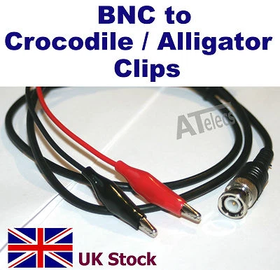 BNC Male Plug to Alligator Crocodile Clips Test Lead Probe Oscilloscope Cable 1M
