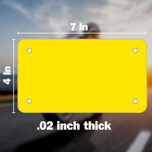 Matrícula de motocicleta amarilla en blanco de 4"x7" para diseños de vinilo personalizados y negocios - Imagen 2 de 5