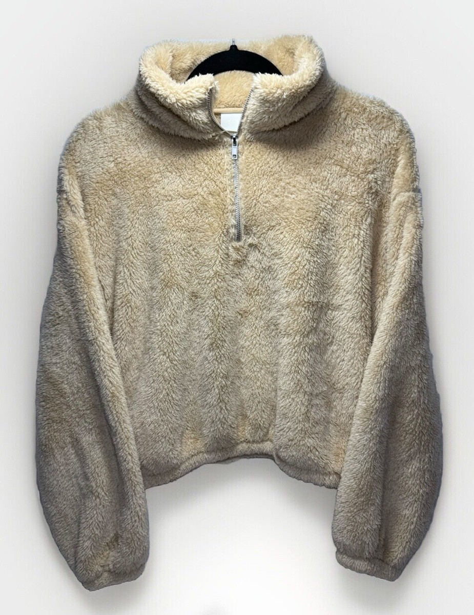 H&M FAUX SHEARLING TOP WITH ZIP WOMENS SIZE SMALL | eBay