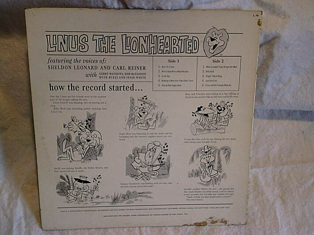 1964 LINUS THE LIONHEARTED TV,Post Cereal Sugar Bear,sheldon