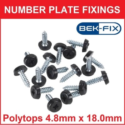 100x schwarze Nummernschild Polytop Schrauben 10G Formkopfschraube MwSt Rechnungen inkl.