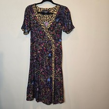 Maeve Anthropologie Dress Morgan Short Sleeve Faux Wrap Womens 4 Black Floral