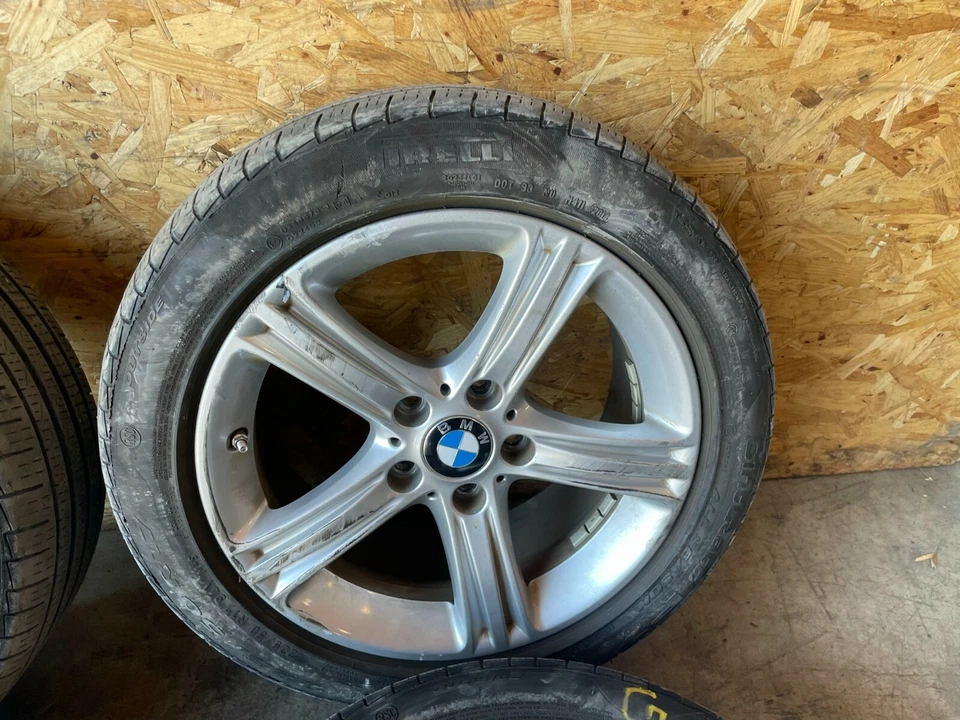 BMW F30 F32 F36 17" polegadas aro de liga leve rodas aros conjunto de 4 com pneus fabricante de equipamento original 46K - Imagem 3 de 4