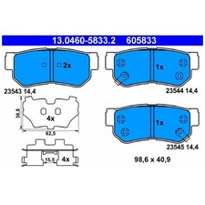 Satz Bremsbeläge Bremsklötze hinten für Hyundai Elantra 4 HD Getz TB | 244662