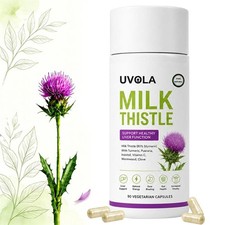 Uvola Milk Thistle Supplement, 80 Silymarin Liver Support Formula, 90 Capsules