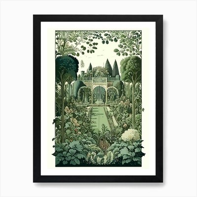 Versailles Gardens, France Vintage  Framed Wall Art Poster Canvas Print Picture