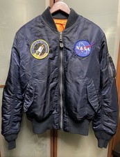 Alpha Industries NASA 100th Reversible Nylon Bomber Jacket Blue Orange Size M