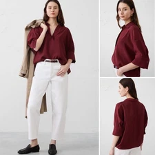 NWT Banana Republic Factory Drapey Oversized Top SMALL Bright Wine Blouse