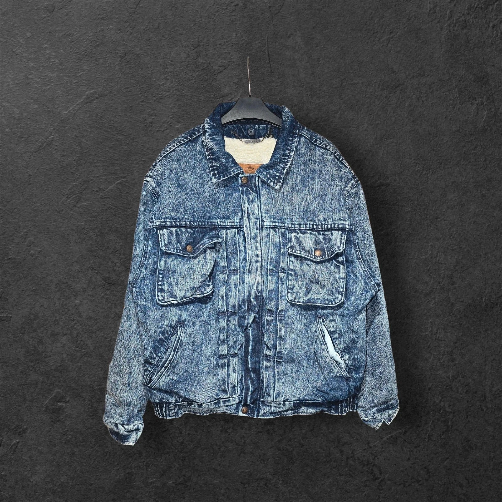 Men's Vintage 90s Levi Strauss Acid Wash Sherpa Denim Jacket, Medium