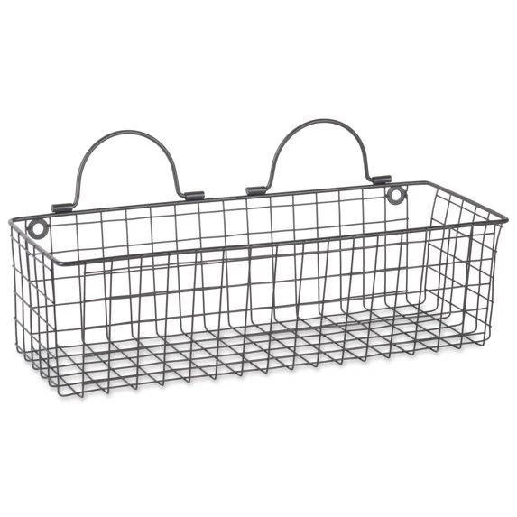 DII 6.7" Modern Style Iron Wire Medium Wall Baskets in Black Set of 2,  Black - Image 2 of 4