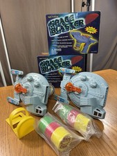 2 Vintage 1998 Space Blaster Toy Rapid Fire Action Lights, Sounds  Shoots 30 Ft