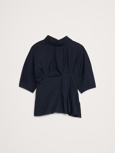Banana Republic Baumwoll-Popeline verdreht Top marineblau neu mit Etikett $ 80 L Large - Bild 4 von 4