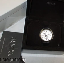 BULOVA ACCUTRON STRATFORD CHRONOGRAPH WATCH MENS 42mm SS SILVER 68B138