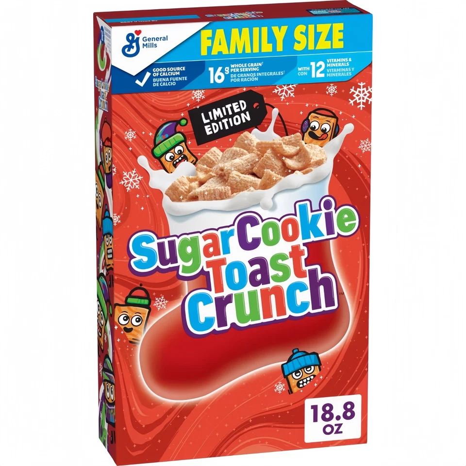 GENERAL MILLS Sugar Cookie Toast Crunch Edizione Limitata Family Size Cereal 532g Box USA Import
