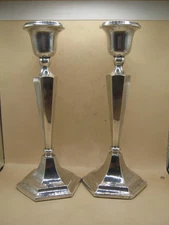 Antique Chester Pair Of Sterling Silver TALL Taper Candlesticks / Candle Sticks