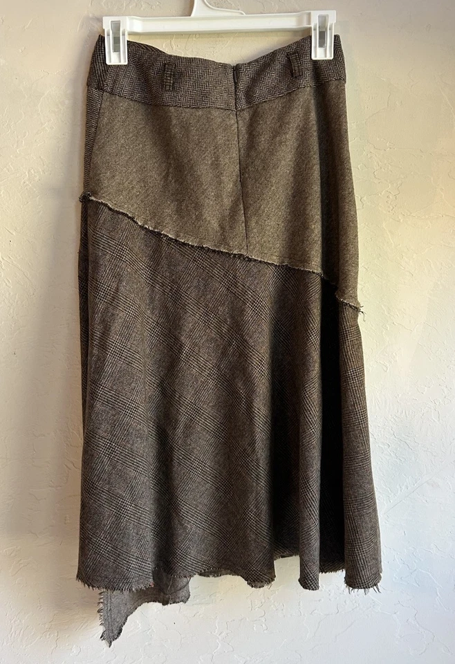New Look Tweed Asymmetrical Midi Skirt US 4 Equestrian Academia Preppy Old Money - Image 2 of 4