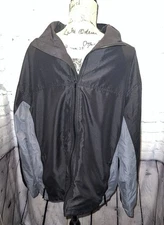 Mens Red Kap Black Zip Front Lightweight Windbreaker Jacket Large