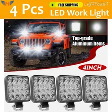 4Pcs 48W LED Work Light Truck OffRoad Tractor Flood Lights 12V Square 3.3 Inch