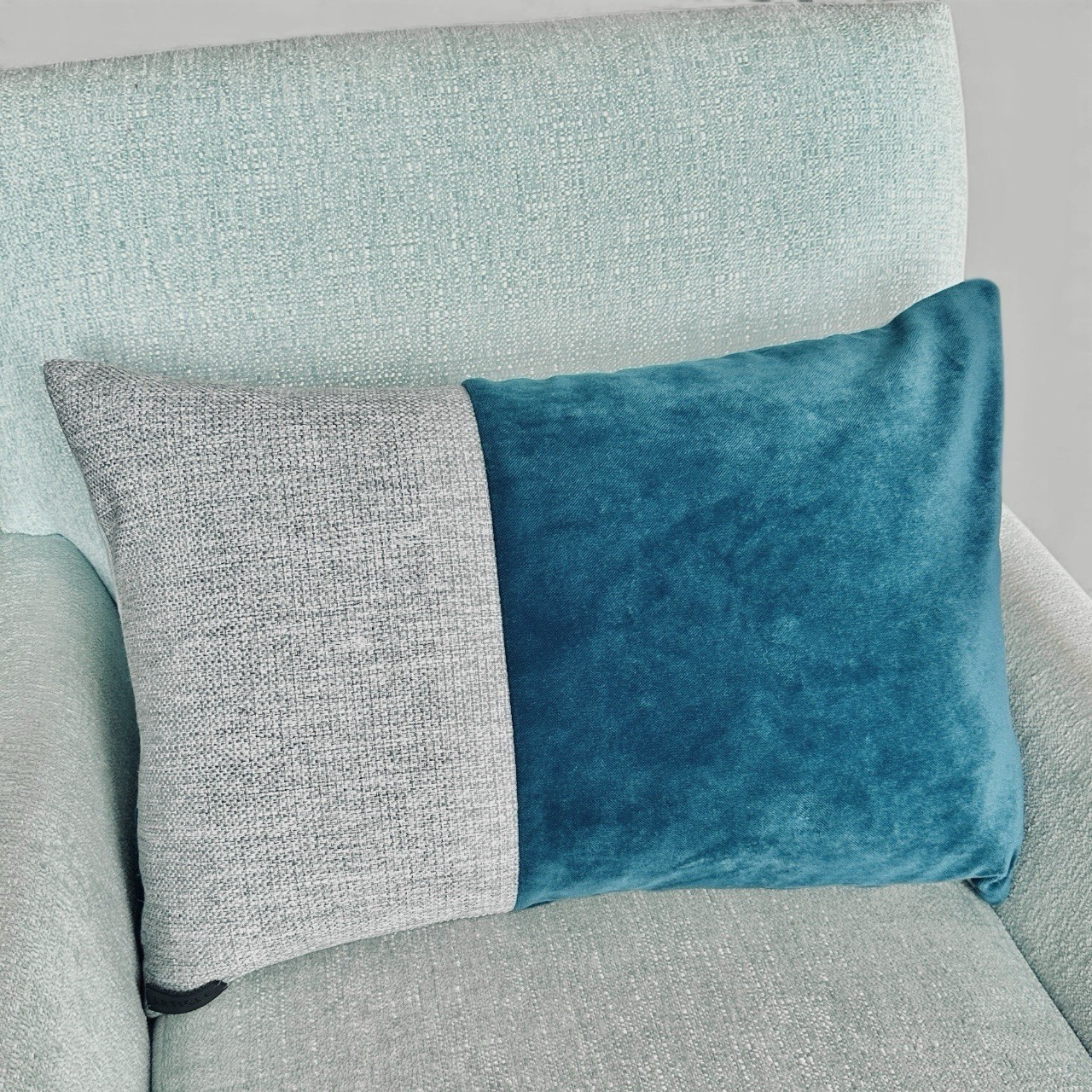 Article Designer Tweed Velvet Down Feather Decorative Throw Pillow 25”x17” Teal