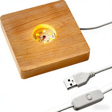 LED Wood Light Base for 3D Crystal Glass Art Square Lighted Lamp Stand  Resin
