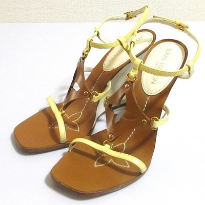 LOUIS VUITTON Monogram Strap Sandals, Size 35 1/2, Brown Women 