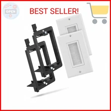 (2 Pairs) Single Gang Wall Plate, Brush Style Opening Passthrough Cable Plate wi