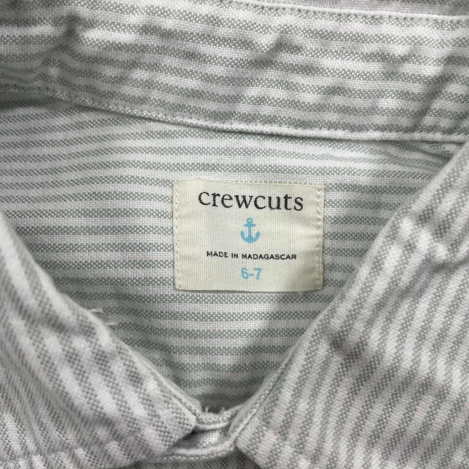 Crew Cuts 6-7 100% Algodón Manga Larga Reimaginado Gris Blanco Rayas Foto 3 de 4