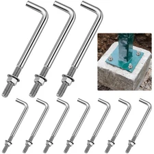 10 Pieces Anchors Bolts 3/8-16 x 6 Inches 304 Stainless Steel Concrete J Bolt...