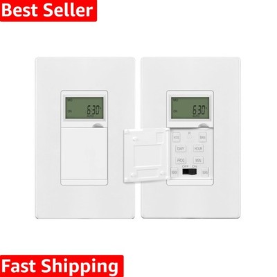 Programmable Digital Timer Switch for Lights, Fans, Motors, 7-Day 18 ON/OFF T...