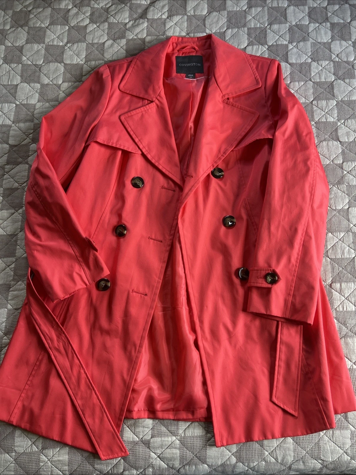 Covington Jacket Womens M Trench Coat Pockets Belted Button Up Red/Orange
Opens in a new window or t