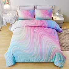 Helloosuu Girls Pink Comforter Twin,Pink Bedding Set for Girls,Tie Dye Comfor...