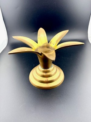 Vintage Brass Pineapple Leaf Candlestick Holder - Patina On It 4'' Tall
