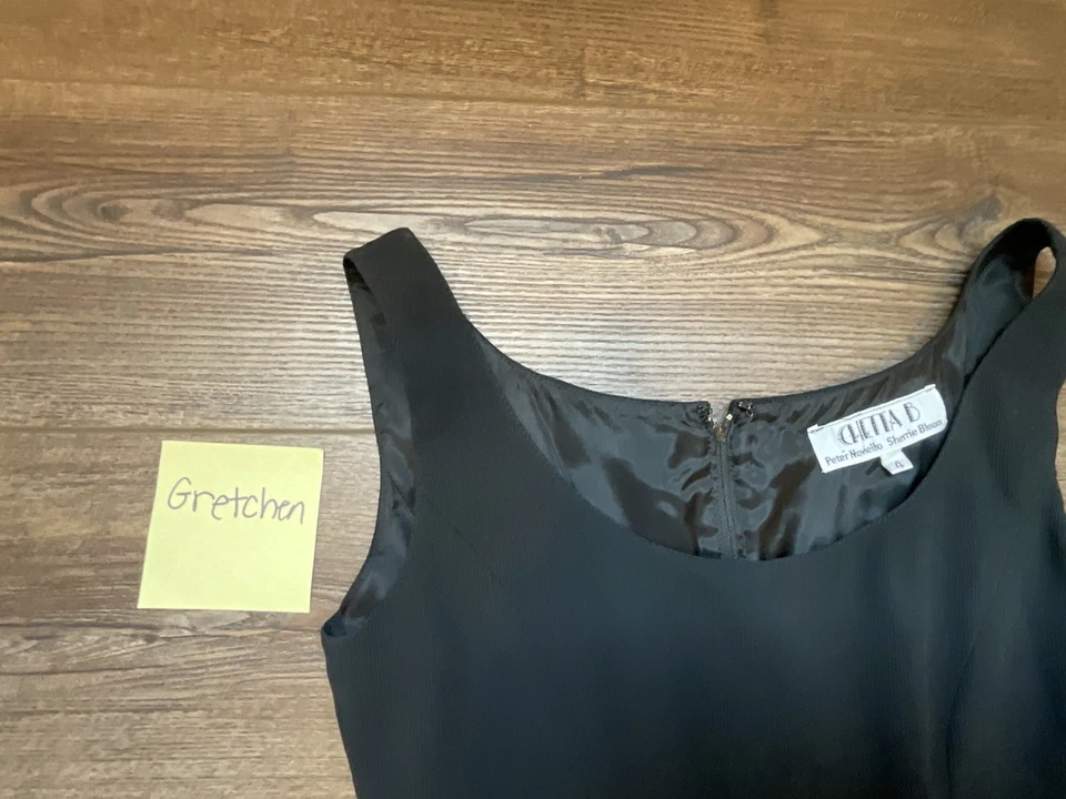 Vestido de cóctel formal Chetta B negro con volantes en capas talla 4 Foto 3 de 4