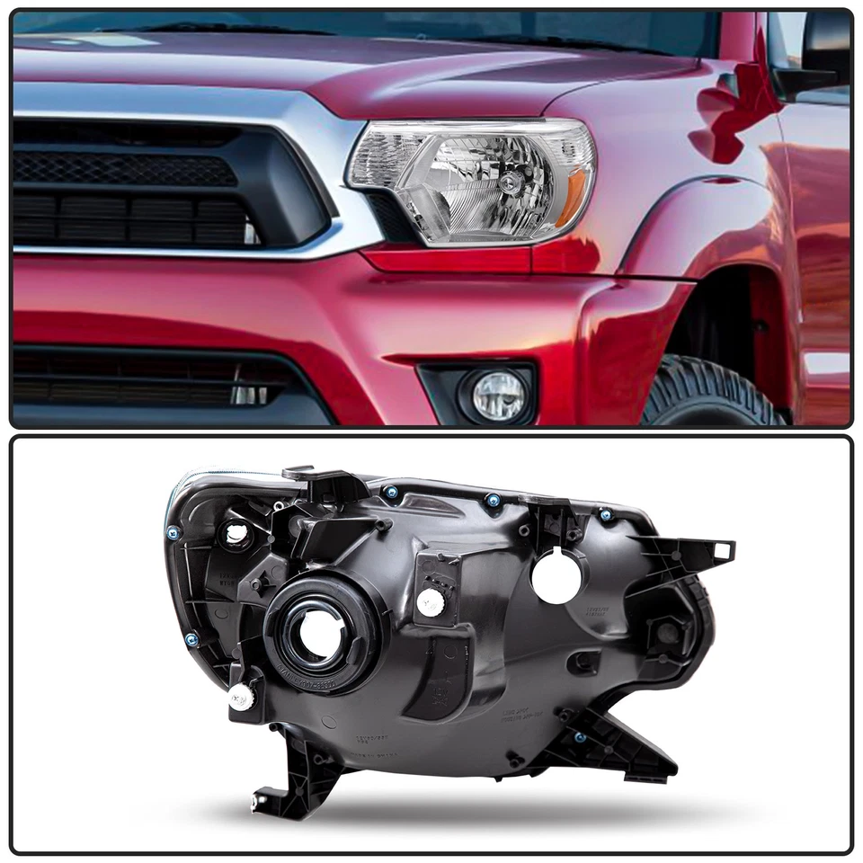 For 2012-2015 Toyota Tacoma Pickup Chrome Headlights Amber Corner Headlamps Pair - Image 3 of 4
