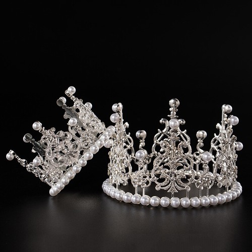 1pcs Pearl Crown Cake Decorative Small Tiaras Crystal Pearl Princess CakeTopp NM - Imagen 6 de 14