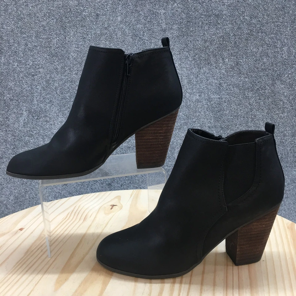 Fergie Botines Mujer 11M Negro Pardee Puntera Almendra Cremallera Tacón Bloque Cuero Foto 3 de 4