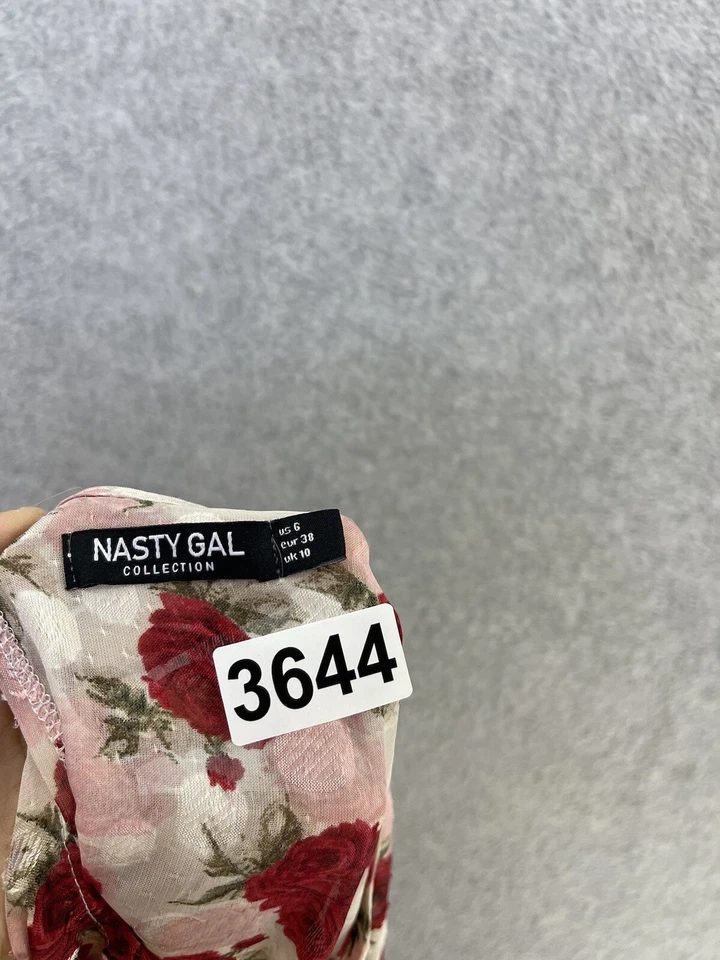 Nasty Gal 女式换档长裙玫瑰花卉圆领透明分层尺寸 6 — 第 3/4 张图片