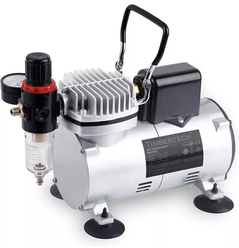 TIMBERTECH Upgraded Airbrush Compressor with Motor Cool-Down Fan ABPST07  NEW